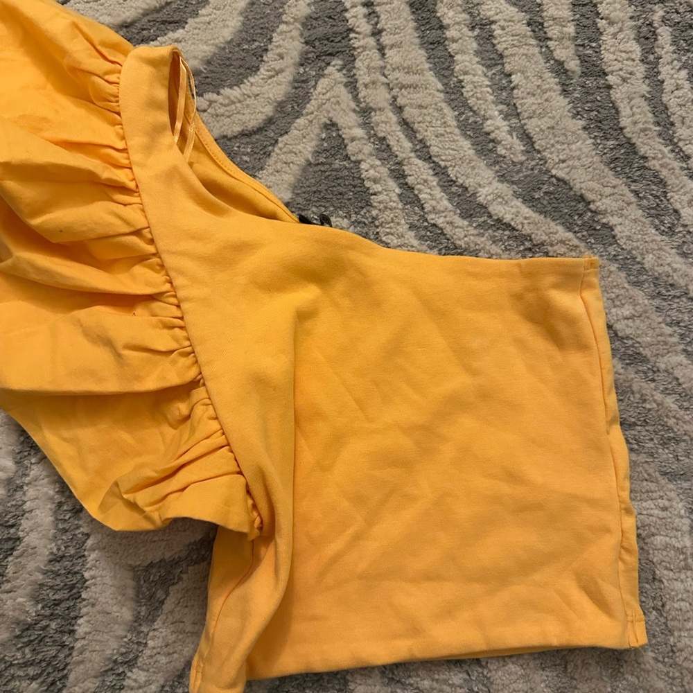 Zara Yellow Ruffled Tank Top